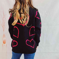 BEAUTIFUL I AM Heart Pattern Long Sleeve Sweater