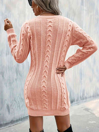 BEAUTIFUL I AM Cable-Knit V-Neck Sweater Dress