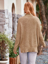 BEAUTIFUL I AM Mock Neck Dropped Shoulder Sweater