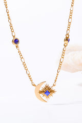 BEAUTIFUL I AM Moon & Star Shape Zircon Jewelry Pendant Necklace