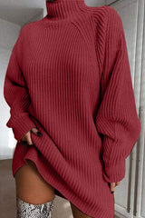 BEAUTIFUL I AM Mock Neck Dropped Shoulder Sweater Dress