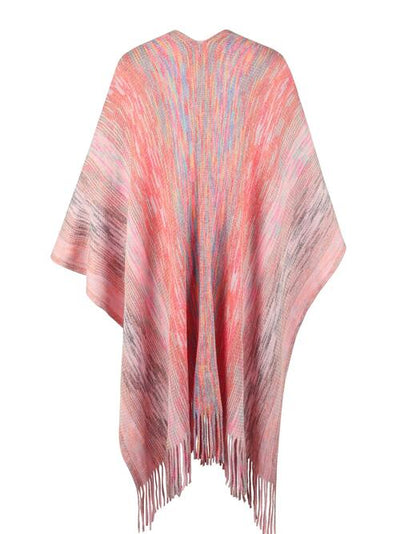 BEAUTIFUL I AM Heathered Fringe Hem Poncho