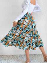 BEAUTIFUL I AM Printed Ruffle Hem Midi Skirt Dress