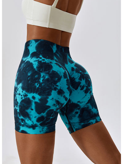 BEAUTIFUL I AM Tie Dye Wide Waistband Active Wear Sports Shorts