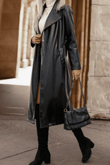 BEAUTIFUL I AM Lapel Collar Tie Waist Long Sleeve Packable Jacket Trench Coat