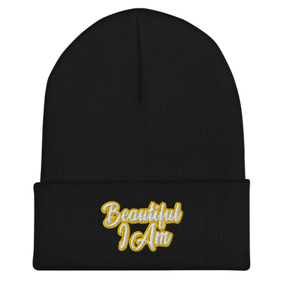 BEAUTIFUL I AM GOLD Cuffed Beanie Hat