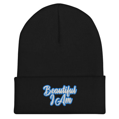 BEAUTIFUL I AM SKY BLUE Cuffed Beanie Hat