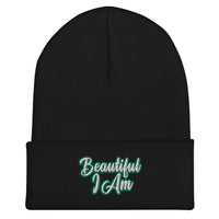 BEAUTIFUL I AM GREEN Cuffed Beanie Hat