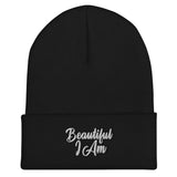 BEAUTIFUL I AM BLACK Cuffed Beanie Hat