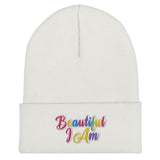 BEAUTIFUL I AM Cuffed Beanie Hat