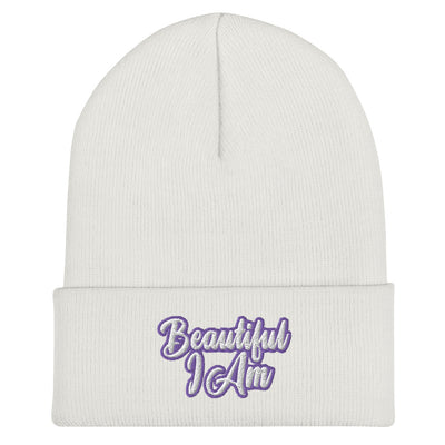 BEAUTIFUL I AM PURPLE Cuffed Beanie Hat