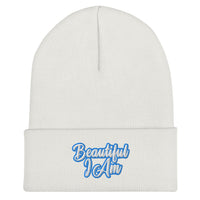 BEAUTIFUL I AM SKY BLUE Cuffed Beanie Hat