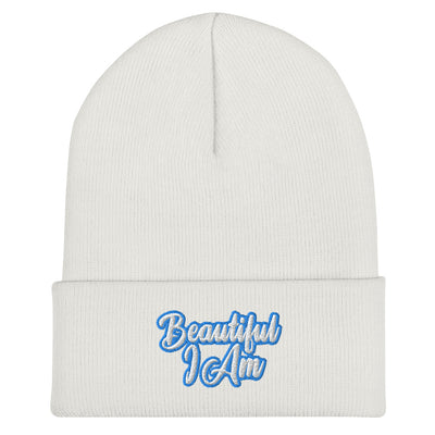 BEAUTIFUL I AM SKY BLUE Cuffed Beanie Hat