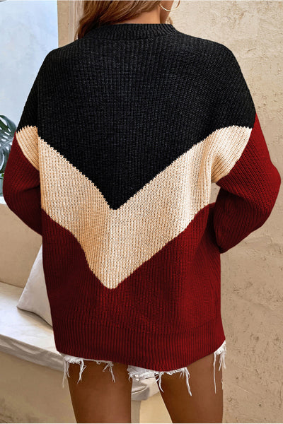 BEAUTIFUL I AM Round Neck Dropped Shoulder Sweater