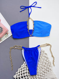 BEAUTIFUL I AM Chain Detail Halter Neck Bikini Swim Set