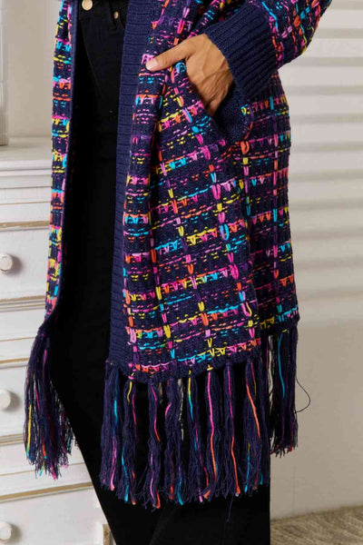 BEAUTIFUL I AM Fringe Hem Open Front Cardigan