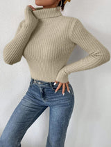 BEAUTIFUL I AM Ribbed Turtleneck Long Sleeve Sweater