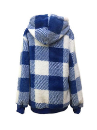 BEAUTIFUL I AM Plaid Half Zip Drawstring Hoodie