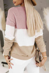 BEAUTIFUL I AM Color Block Dropped Shoulder Blouse Shirt