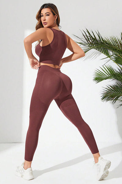 BEAUTIFUL I AM Ribbed Tank and Active Wear Leggings Set