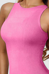 BEAUTIFUL I AM Round Neck Sleeveless Active Wear Bodysuit