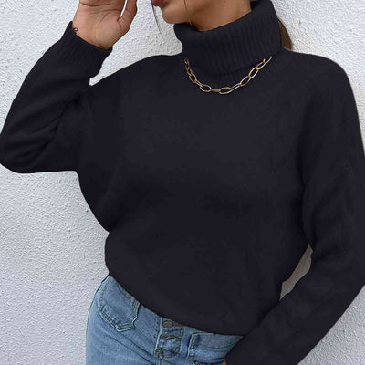 BEAUTIFUL I AM Turtleneck Dropped Shoulder Long Sleeve Sweater