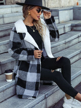 BEAUTIFUL I AM Plaid Open Front Coat Jacket with Pockets