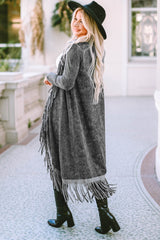 BEAUTIFUL I AM Fringe Detail Long Sleeve Cardigan