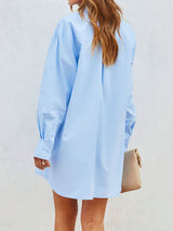 BEAUTIFUL I AM Button Up Long Sleeve Mini Shirt Dress