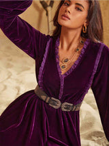 BEAUTIFUL I AM Ruffled V-Neck Long Sleeve Dress