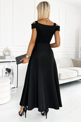 BEAUTIFUL I AM Cold-Shoulder Surplice Neck Maxi Dress