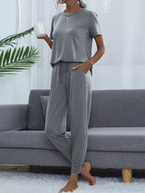 BEAUTIFUL I AM Round Neck Short Sleeve Top and Pants Set