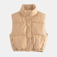 BEAUTIFUL I AM Zip-Up Drawstring Puffer Vest Jacket