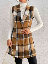 BEAUTIFUL I AM Plaid Lapel Collar Jacket Vest