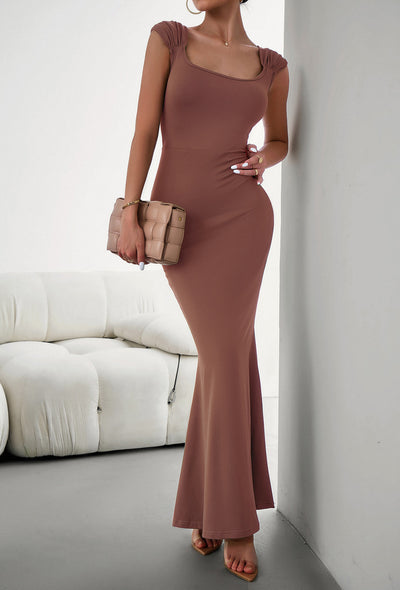 BEAUTIFUL I AM Cap Sleeve Scoop Neck Maxi Dress