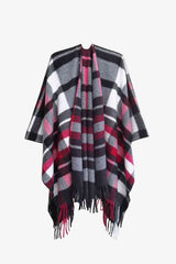 BEAUTIFUL I AM Plaid Fringe Detail Polyester Scarf