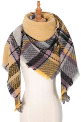 BEAUTIFUL I AM Plaid Raw Hem Polyester Scarf