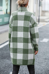 BEAUTIFUL I AM Plaid Dropped Shoulder Cardigan with Pocket