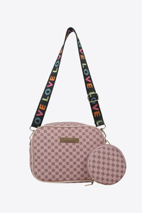 BEAUTIFUL I AM LOVE Printed Slogan Strap Shoulder Bag