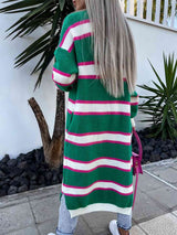 BEAUTIFUL I AM Striped Open Front Longline Cardigan