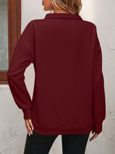 BEAUTIFUL I AM Zip-Up Dropped Shoulder Sweatshirt