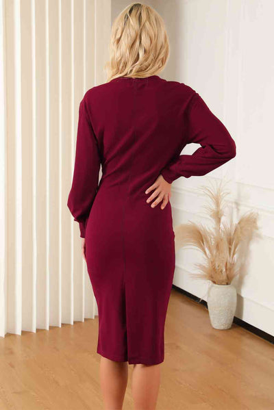 BEAUTIFUL I AM Round Neck Long Sleeve Dress