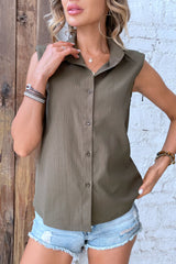 BEAUTIFUL I AM Collared Neck Sleeveless Shirt