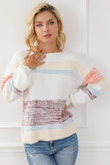 BEAUTIFUL I AM Striped Long Sleeve Sweater