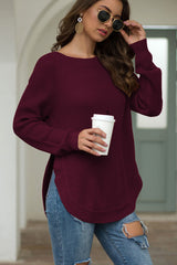 BEAUTIFUL I AM Round Neck Ribbed Knit Top Shirt