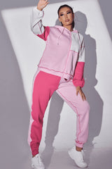 BEAUTIFUL I AM Exposed Seams Color Block Hoodie and Pants Set