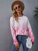 BEAUTIFUL I AM Printed Round Neck Long Sleeve Sweater