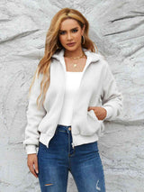 BEAUTIFUL I AM Zip Up Collared Neck Long Sleeve Jacket