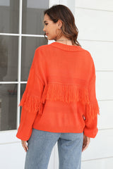 BEAUTIFUL I AM Fringe Trim Open Front Cardigan