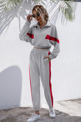 BEAUTIFUL I AM Turtle Neck Long Sleeve Zip-Up Top Long Pants Active Wear Set